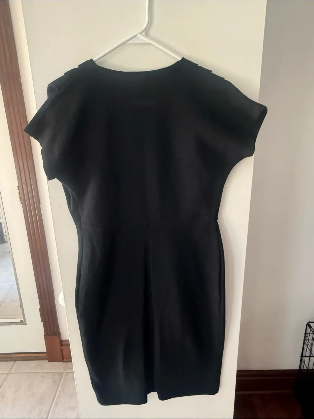 Liz Claiborne Black Midi Dress with V-Neck Draping